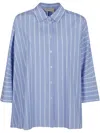 Weekend Max Mara Oversized Striped Cotton Poplin Shirt In Blue