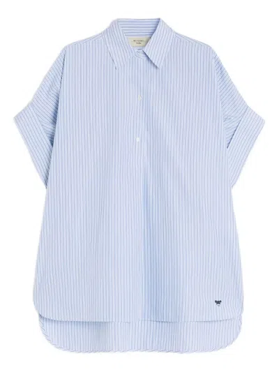 Weekend Max Mara Striped-pattern Short-sleeve Shirt In Blue