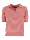 Weekend Max Mara Striped Polo-neck T-shirt In Red