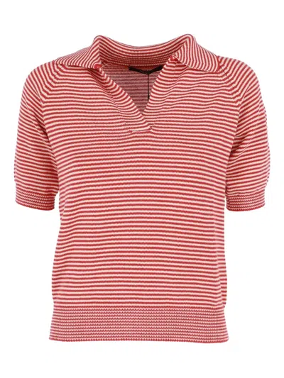 Weekend Max Mara Striped Polo-neck T-shirt In Red