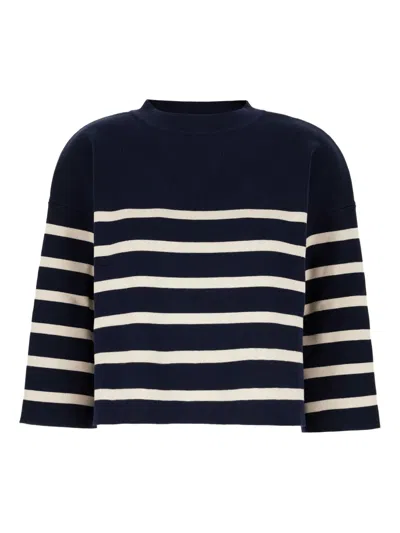 Weekend Max Mara Striped Rib-knit Sweater In Blue