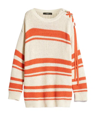 Weekend Max Mara Striped Round Neck Sweater In White