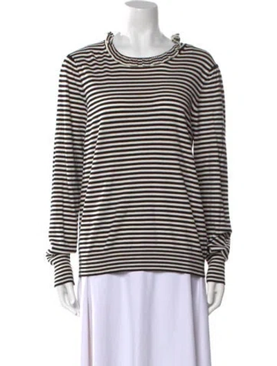 Pre-owned Weekend Max Mara Striped Scoop Neck Sweater In Black