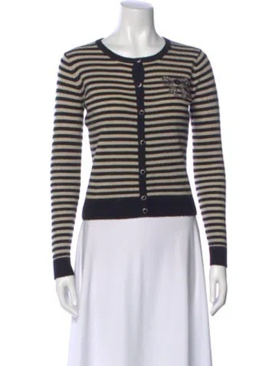 Pre-owned Weekend Max Mara Striped Scoop Neck Sweater In Blue