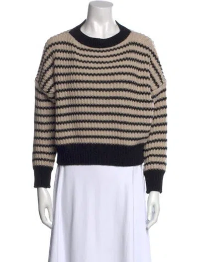 Pre-owned Weekend Max Mara Striped Scoop Neck Sweater In Neutral