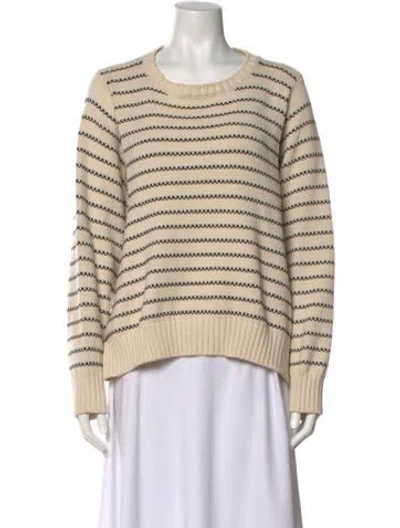 Pre-owned Weekend Max Mara Striped Scoop Neck Sweater In Neutral