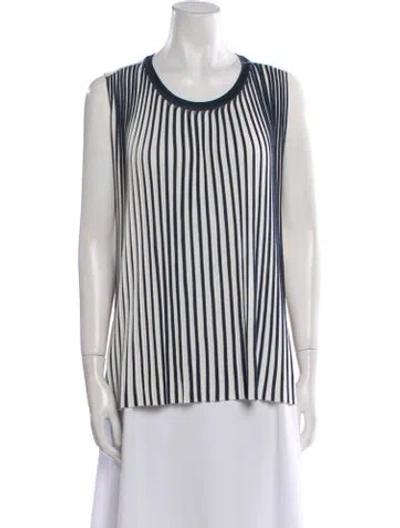 Pre-owned Weekend Max Mara Striped Scoop Neck Top In Blue