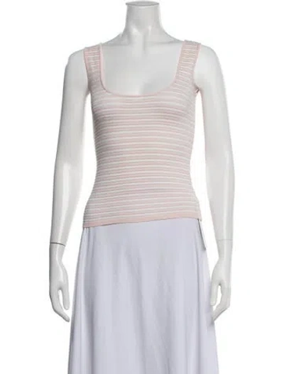 Pre-owned Weekend Max Mara Striped Scoop Neck Top In Neutral