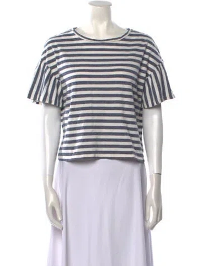Pre-owned Weekend Max Mara Striped Scoop Neck T-shirt In Brown