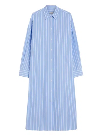 Weekend Max Mara Long Poplin Shirt Dress In Blue