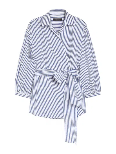 Weekend Max Mara Striped Shirt In Cornflower Blue