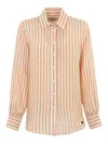 Weekend Max Mara Linen Striped Shirt For Men By Lari In Beis