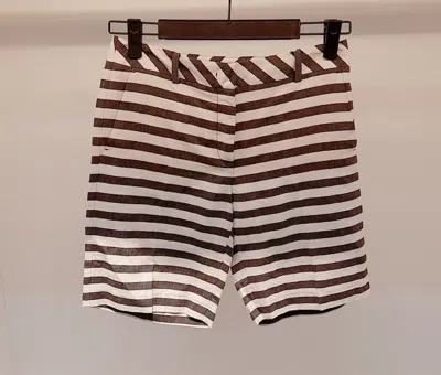 Weekend Max Mara Striped Shorts In Nude