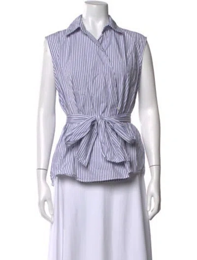 Pre-owned Weekend Max Mara Striped Sleeveless Blouse In Blue