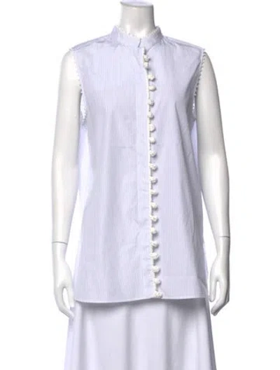 Pre-owned Weekend Max Mara Striped Sleeveless Blouse In White