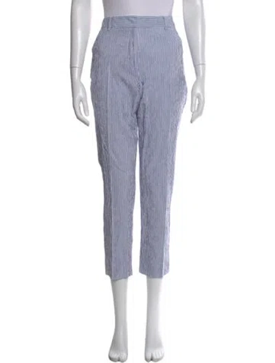 Pre-owned Weekend Max Mara Striped Straight Leg Pants In Blue