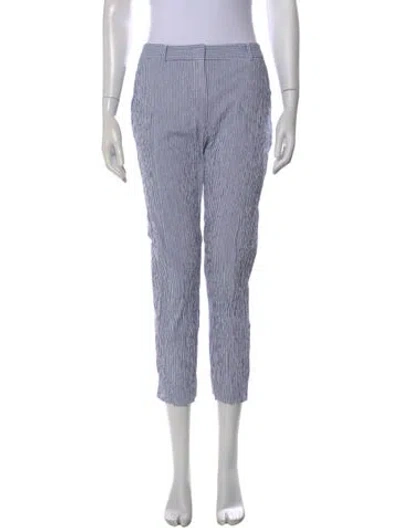 Pre-owned Weekend Max Mara Striped Straight Leg Pants In Blue