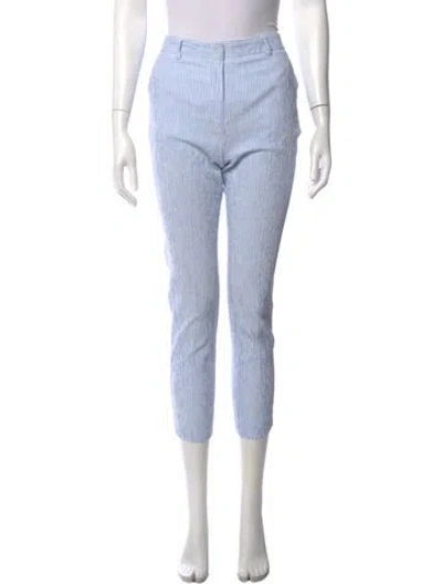 Pre-owned Weekend Max Mara Striped Straight Leg Pants In Blue