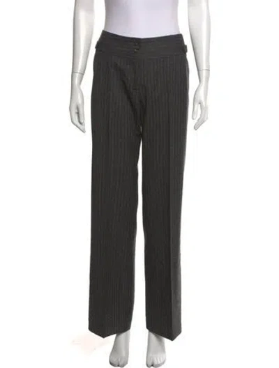 Pre-owned Weekend Max Mara Striped Straight Leg Pants In Grey