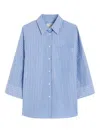 Weekend Max Mara Striped Three-quarter Sleeve Shirt In Blue