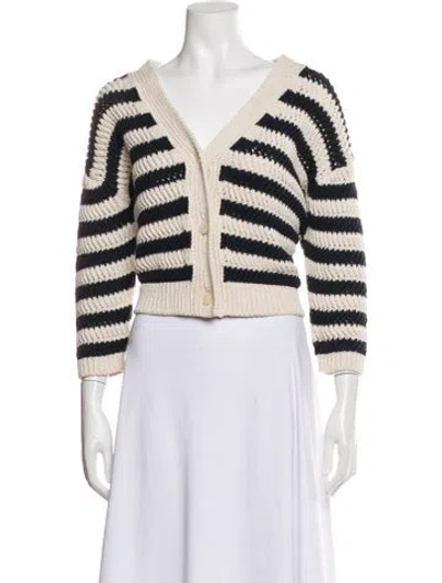 Pre-owned Weekend Max Mara Striped V-neck Sweater In Neutral