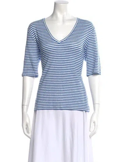 Pre-owned Weekend Max Mara Striped V-neck T-shirt In Multi