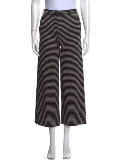 Pre-owned Weekend Max Mara Striped Wide Leg Pants In Black