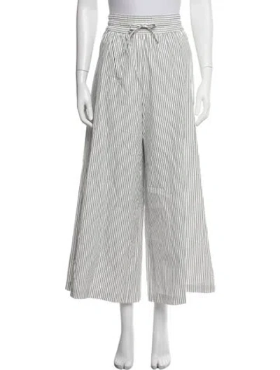 Pre-owned Weekend Max Mara Striped Wide Leg Pants In White