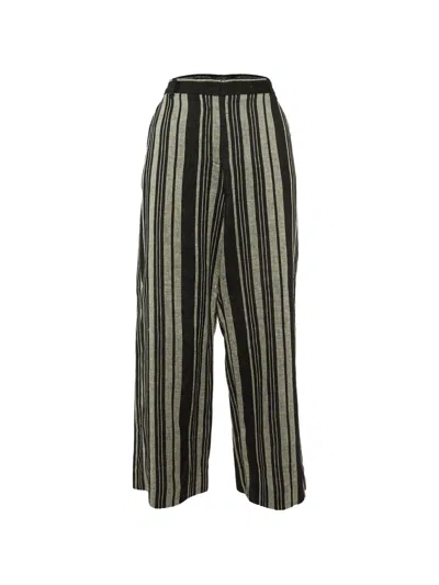 Weekend Max Mara Striped Wide-leg Trousers In Black
