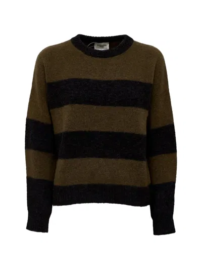 Weekend Max Mara Striped Wool-blend Sweater In Brown