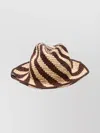 Weekend Max Mara Stylish Wide Brim Woven Two-tone Hat In Brown
