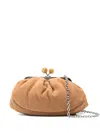 Weekend Max Mara Omens Brown Small Suede Pasticcino Clutch Bag In Brown