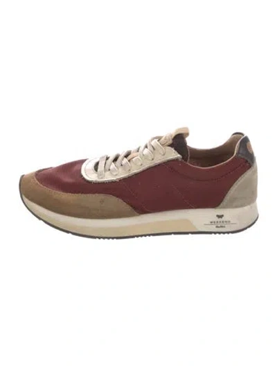 Pre-owned Weekend Max Mara Suede Colorblock Pattern Sneakers In Burgundy