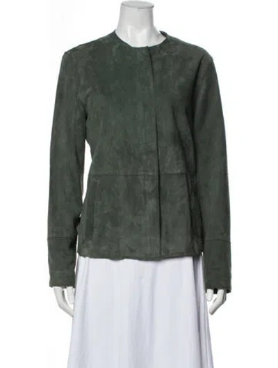 Pre-owned Weekend Max Mara Suede Denim Jacket In Green