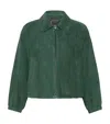 Weekend Max Mara Suede Drawstring Bomber Jacket In Green
