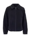 Weekend Max Mara Suede Goat Leather Jacket In Blue