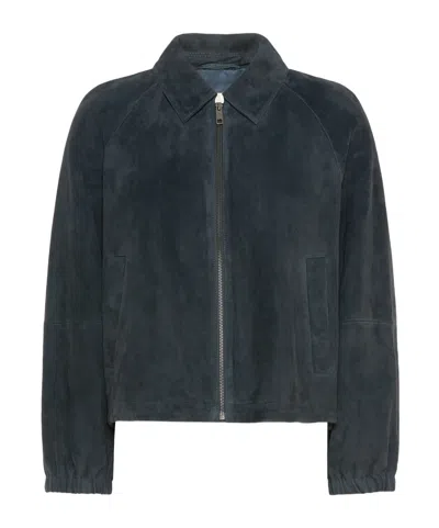 Weekend Max Mara Suede Jacket In Blue