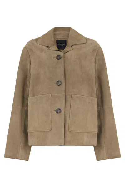 Weekend Max Mara Suede Leather Jacket In Brown