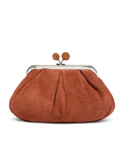 Weekend Max Mara Suede Leather Pasticcino Clutch Bag In Brown