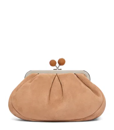 Weekend Max Mara Suede Pasticcino Clutch Bag In Brown