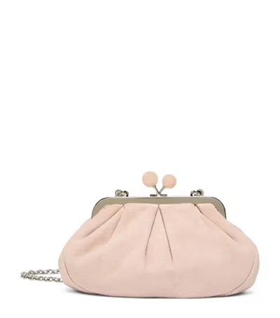 Weekend Max Mara Suede Pasticcino Clutch Bag In Pink