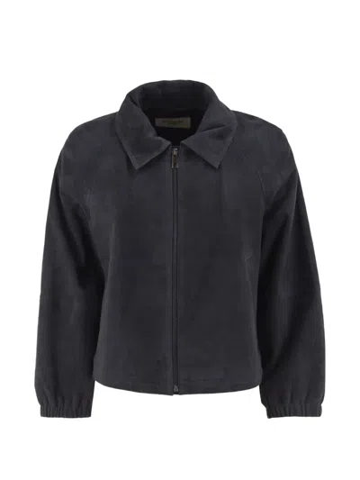 Weekend Max Mara Suede Raglan-sleeve Jacket In Blue