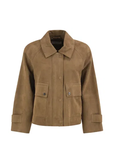 Weekend Max Mara Suede Raglan-sleeve Jacket In Brown