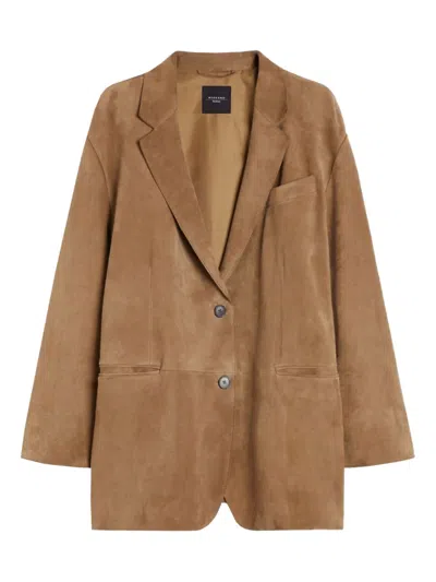 Weekend Max Mara Suede Single-breasted Blazer In Brown