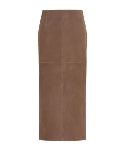 Weekend Max Mara Suede Skirt In Brown