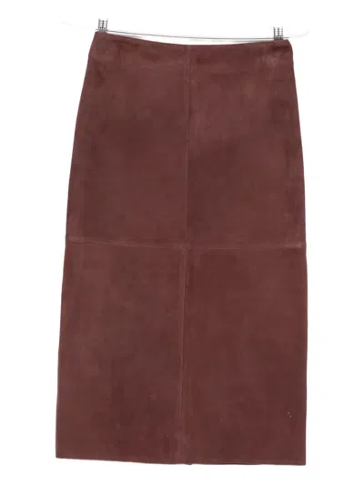 Weekend Max Mara Suede Straight Skirt In Brown