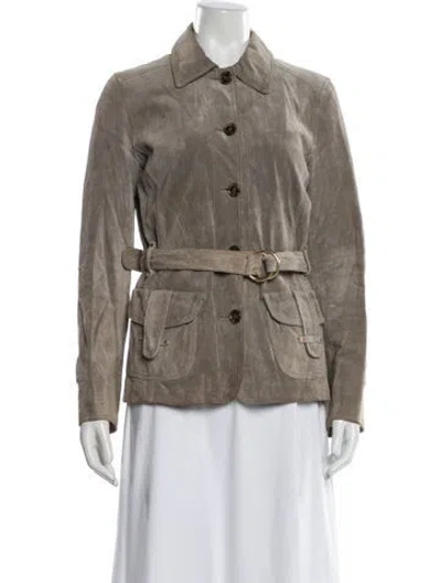Pre-owned Weekend Max Mara Suede Utility Jacket In Gray