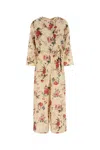 Weekend Max Mara Floral Pattern V-neckline Jumpsuit With Waist Tie In Floral