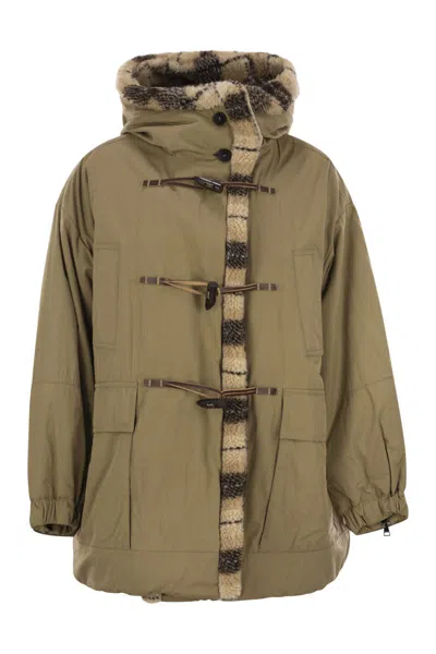 Weekend Max Mara High Neck Hooded Parka In Beige
