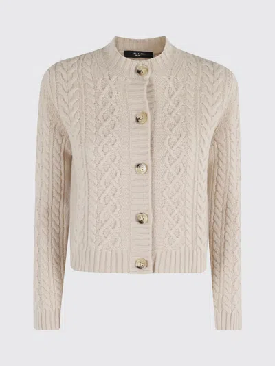 Weekend Max Mara Cable-knit Buttoned Cardigan In Neutral